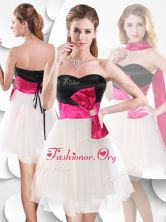 Perfect Short White and Black Prom Dress with Bowknot SWPD001FBFOR  