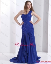 Pretty 2016 One Shoulder Prom Dress with Ruching and Beading WMDPD216FOR