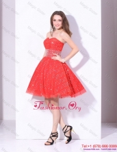 Remarkable 2016 Summer Sweetheart Beading Mini Length Prom Dress in Red WMDPD300FOR