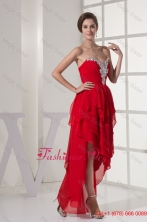 Ruffled Layers Beading and Ruching Sweetheart High Low Prom Gown WD4-368FOR