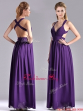 Sexy Purple Criss Cross Prom Dress with Ruched Decorated Bust THPD021FOR