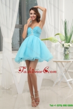 Spring Aqua Blue Sweetheart Beading and Ruching Prom Dress FVPD001FOR