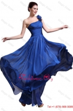 Spring Perfect Royal Blue One Shoulder Prom Dresses with Appliques and Ruching DBEE056FOR