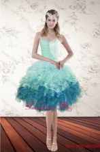 Spring Pretty  Multi Color  Sweetheart Ruffled Prom Gown with Beading XFNAO5640TZBFOR