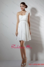 Summer Elegant Empire One Shoulder Short Prom Dresses in White DBEE103FOR