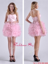 Sweet Ball Gown Ruched Baby Pink Short Prom Dress in Rolling Flowers THPD068FOR