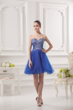 Sweetheart A line Royal Blue Organza Prom Dress with Beading FVPD293FOR