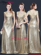 Winter Perfect V Neck Sequins Prom Dresses in Champagne YCPD043FOR