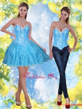 2015 Elegant Short Beading and Ruffles Baby Blue Prom Dress SJQDDT23004FOR