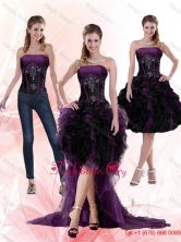 2015 Multi Color Beading and Ruffles Strapless Knee length Prom Dress ZYLJ08TZB1FOR