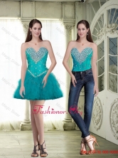 Discount Short Sweetheart Teal Prom Dresses with Beading SJQDDT86004FOR