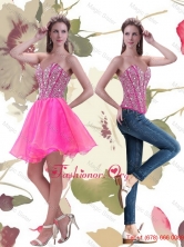 Exclusive 2015 A Line Mini Length Hot Pink Prom Dress with Beading QDDTA64004FOR