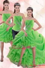 Exclusive Strapless Spring Green Prom Dress with Appliques and Ruffles XFNAO5801TZB1FOR