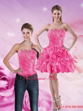 Gorgeous 2015 Strapless Hot Pink Prom Dress with Beading and Ruffles XFNAO5822TZB1FOR