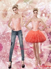 Latest Sweetheart Watermelon Prom Dresses with Beading and Ruffles SJQDDT67004FOR