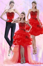 Luxurious Red Strapless 2015 Prom Dress with Appliques and Pick Ups XFNAO508TZB1FOR