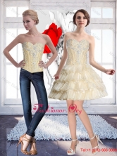 Natural Champagne Prom Dress with Beading and Ruffled Layers SJQDDT57004FOR
