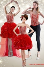 New Style 2015 Red Prom Dress with Beading and Ruffles XFNAO5781TZB1FOR