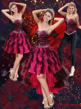 New Style Multi Color High Low Sweetheart Prom Dresses with Beading and Ruffles QDZY689TZB1FOR