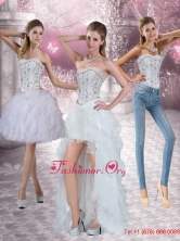 New Style Strapless White Prom Dresses with Ruffles and Beading QDZY152TZB1FOR