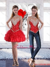 Red Short Sweetheart Pretty Prom Dresses with Beading for 2015 SJQDDT78004FOR