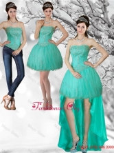 Unique Apple Green Strapess High Low Prom Dresses with Beading QDZY218TZB1FOR