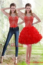 Wonderful 2015 Red Prom Dress with Beading and Ruffles XFNAO092TZB1FOR