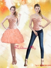 Wonderful Sweetheart Short Peach 2015 Prom Dress with Beading and Pick Ups SJQDDT22004FOR