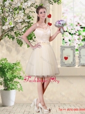 2016 Fall Popular A Line Champagne Dama Dresses with Appliques and Belt BMT035AFOR