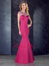 2016 See Through Back Satin Beaded Dama Dress in Hot Pink PME1924-2FOR