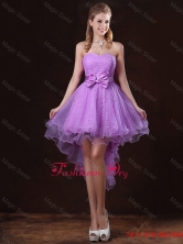 2016 Spring  Pretty Strapless Bowknot Dama Dresses with High Low BMT058CFOR