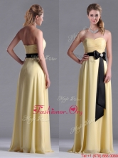 Beautiful Sweetheart Yellow Dama Dress with Ruching and Black Bowknot THPD168FOR