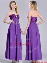 Cheap Beaded Decorated V Neck Chiffon Dama Dress in Eggplant Purple THPD158FOR