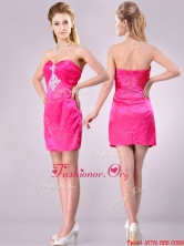 Discount Applique with Beading and Rhinestoned Dama Dress in Hot Pink THPD218FOR