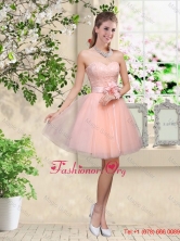 Elegant Sweetheart Baby Pink 2016 Dama Dresses with Appliques and Belt BMT042CFOR