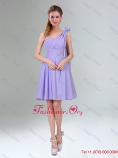 Gorgeous Mini Length Lavender 2016 Dama Dress with Ruching and Handmade Flower BMT005CFOR
