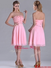 Latest Side Zipper Strapless Pink Short Dama Dress with Beaded Bodice THPD210FOR
