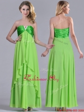 Pretty Beaded Decorated V Neck Spring Green Dama Dress in Ankle Length THPD153FOR