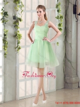 Ruching Organza A Line Straps 2016 Dama Dress with Lace Up BMT014DFOR