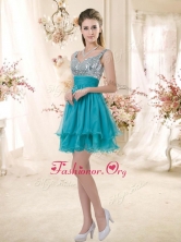 Top Selling Straps Short Sequins Dama Dresses in Teal BMT072-1FOR
