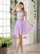 2015 Chiffon Discount Dama Dress with Ruching Bowknot  BMT010EFOR