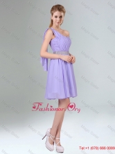 2015 Sassy Beaded and Ruched Short Discount Dama Dress in Lavender BMT005BFOR