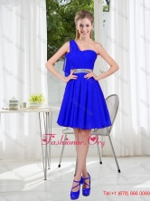2016 Fall Custom Made One Shoulder Mini-length Dama Dresses in Royal Blue BMT001A-5FOR