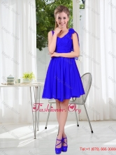 2016 Fall Straps Short Cheap Dama Dresses in Royal Blue BMT001C-5FOR