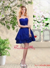 2016 Summer Prety Simple Sweetheart Royal Blue Dama Dresses with Belt BMT034BFOR