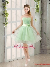 A Line Sweetheart Lace Up Discount Dama Dress in Apple Green BMT014BFOR