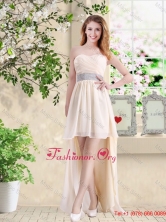 Affordable High Low Sweetheart Discount Dama Dresses in Champagne BMT033CFOR