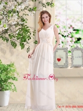 Beautiful V Neck Lace Up Dama Dresses with Hand Made Flowers BMT033EFOR