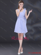 Chiffon Ruching 2015 Lavender Discount Dama Dress with One Shoulder BMT026BFOR