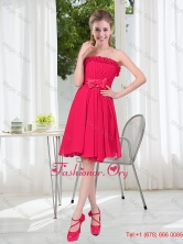 Coral Red Strapless Bowknot Dama Dresses for 2016 Summer BMT001D-2FOR